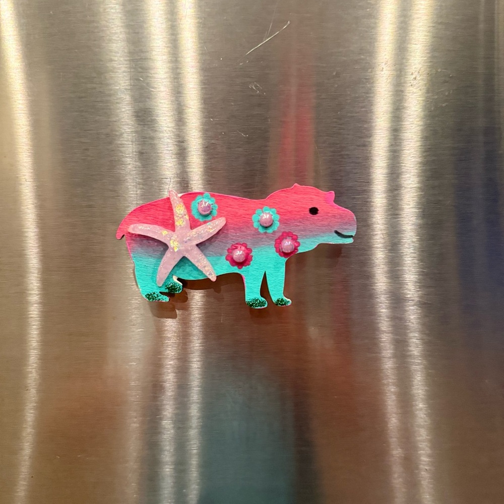 Colorful hippo magnet